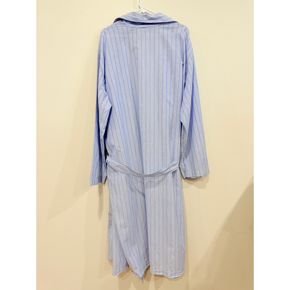 Polo Ralph Lauren Robe Men L/XL Blue Striped Cotton Sleepwear Loungewear - Picture 4 of 13